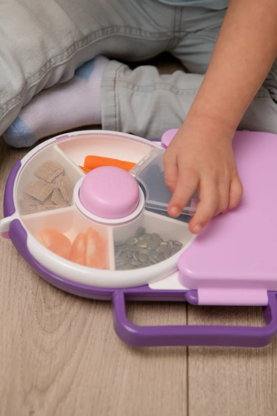 GOBE 2IN1 LUNCHBOX & SNACK SPINNER śniadaniówka dla dzieci, Grape Purple - obrazek 4