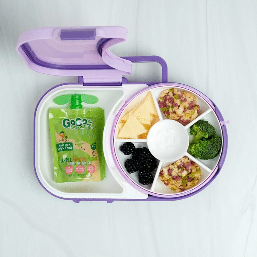 GOBE 2IN1 LUNCHBOX & SNACK SPINNER śniadaniówka dla dzieci, Grape Purple - obrazek 3