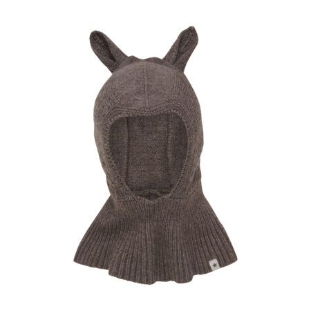 Huttelihut Kominiarka Balaclava Ears Wool Knit Brown Melange