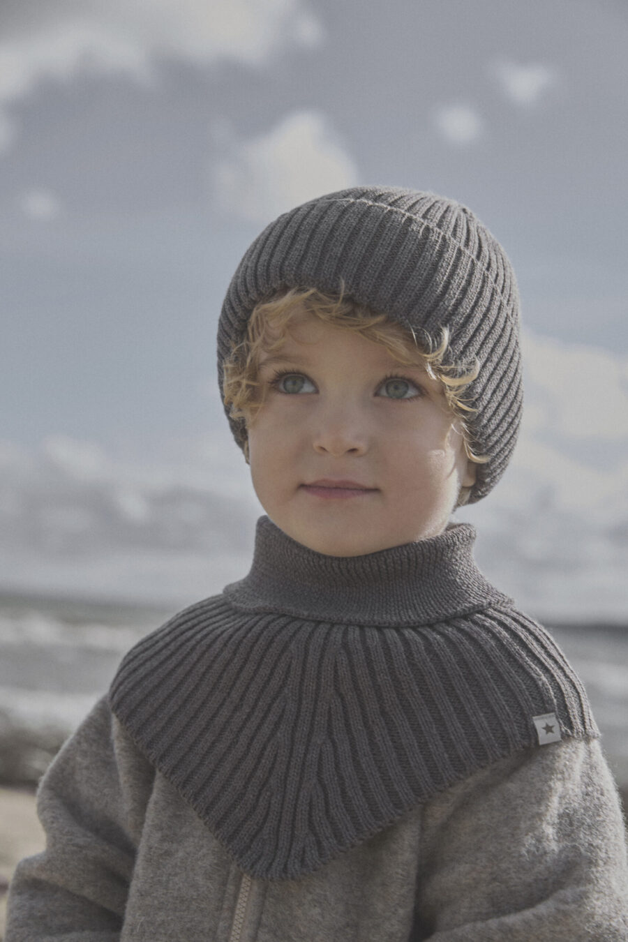 Huttelihut Czapka Merino Beanie Wool Knit Brown Melange - obrazek 4