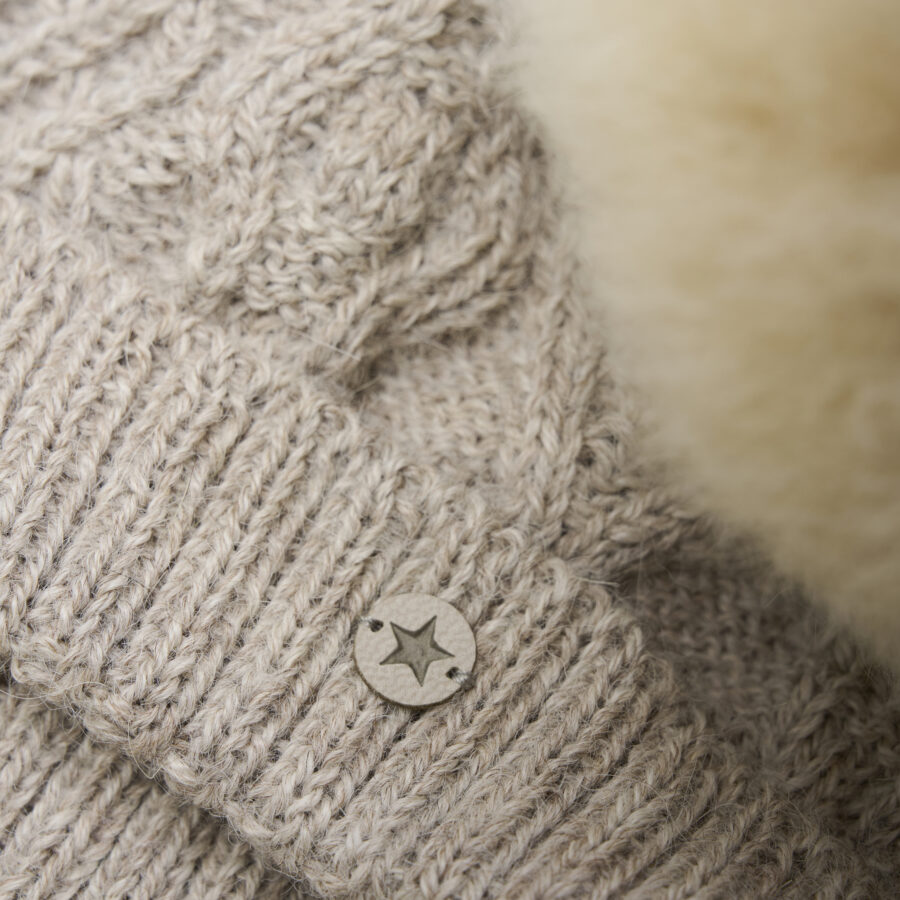 Huttelihut Czapka Wełniana Alpaca Pompoms Camel Melange - obrazek 3