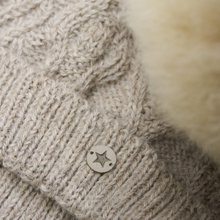 Huttelihut Czapka Wełniana Alpaca Pompoms Camel Melange - obrazek 3