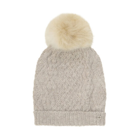 Huttelihut Czapka Wełniana Alpaca Pompoms Camel Melange