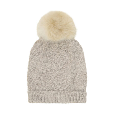 Huttelihut Czapka Wełniana Alpaca Pompoms Camel Melange