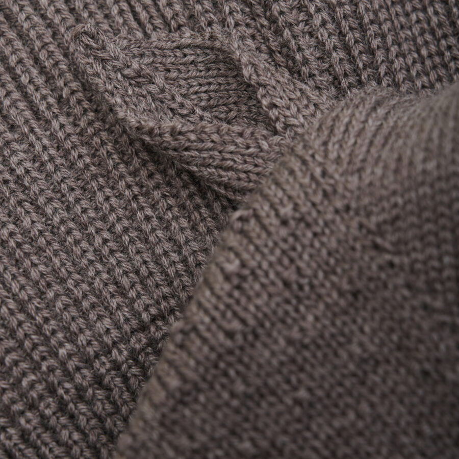 Huttlelihut Kominiarka Merino Ears Wool Knit Brown Melange - obrazek 3