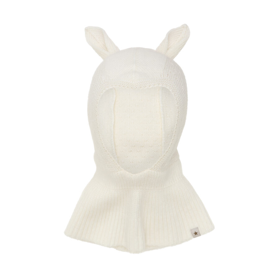 Huttelihut Kominiarka Balaclava Ears Wool Knit Off-White
