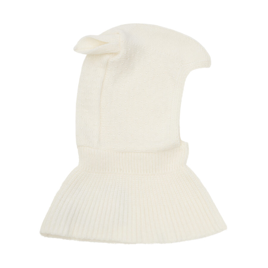 Huttelihut Kominiarka Balaclava Ears Wool Knit Off-White - obrazek 2