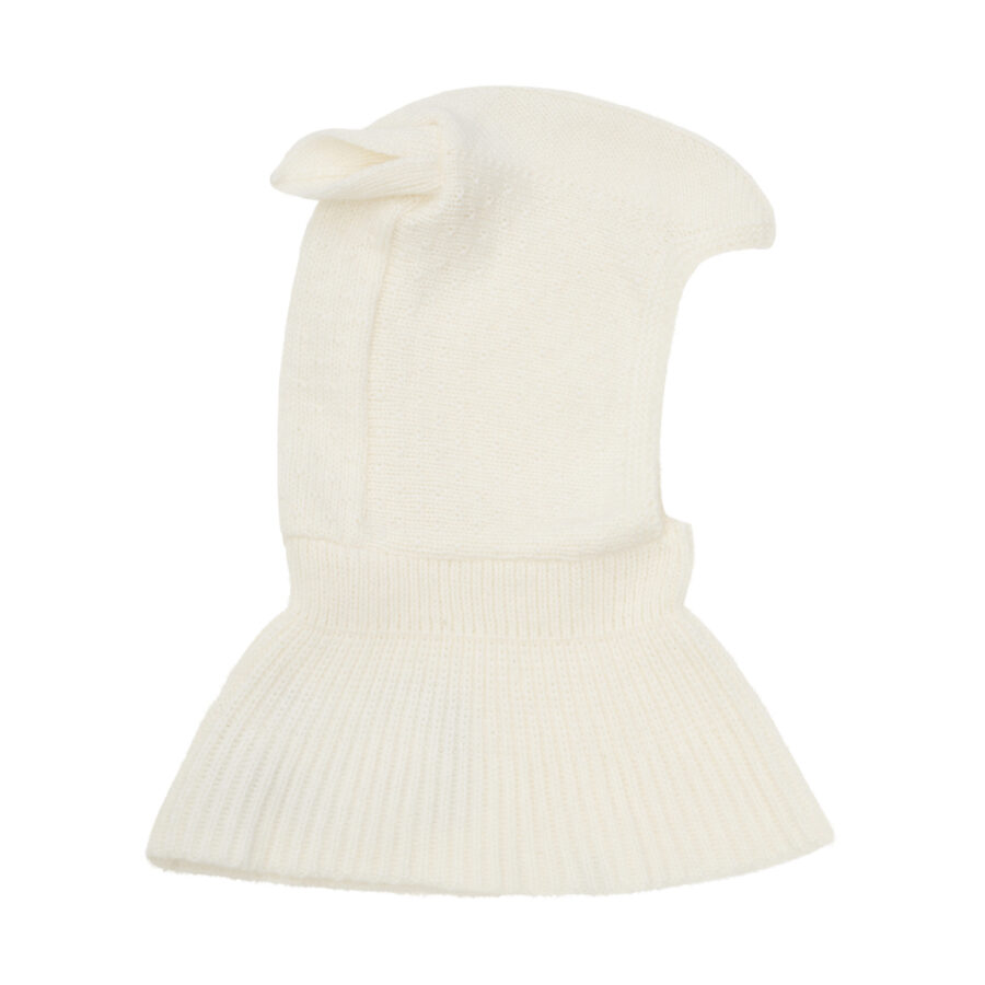 Huttelihut Kominiarka Balaclava Ears Wool Knit Off-White - obrazek 2