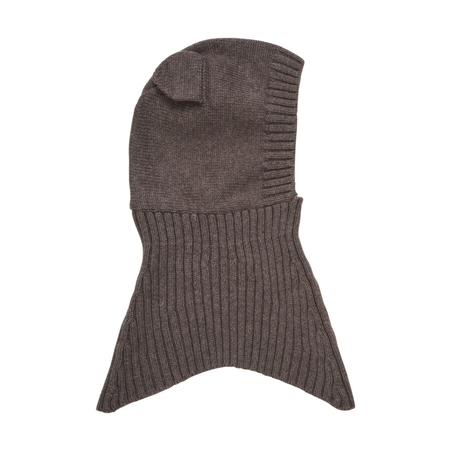 Huttelihut Kominiarka Ears Wool Knit Brown Melnage - obrazek 2