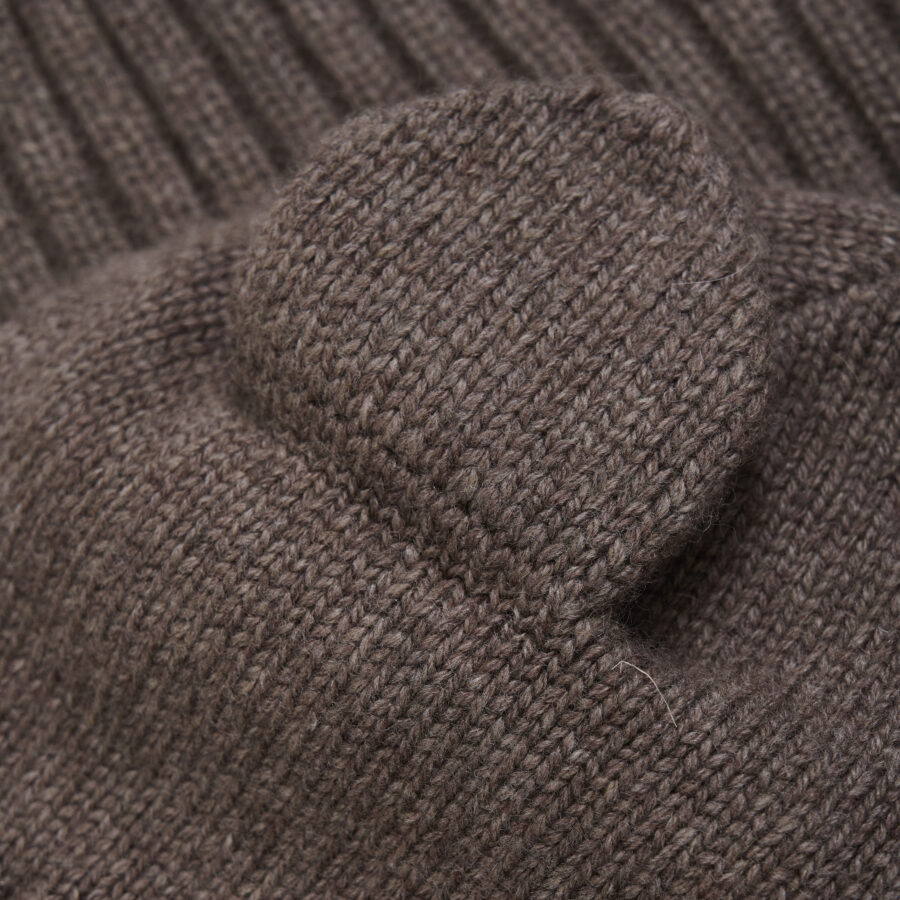 Huttelihut Kominiarka Ears Wool Knit Brown Melnage - obrazek 3