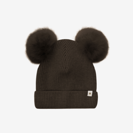 Huttelihut Czapka Wełniana Alpaca Pompoms Dark Brown Melange