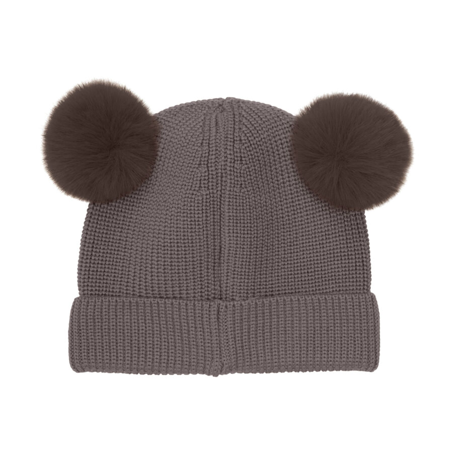 Huttelihut Czapka Merino Pompoms Brown Melange - obrazek 2