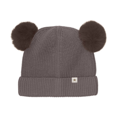 Huttelihut Czapka Merino Pompoms Brown Melange