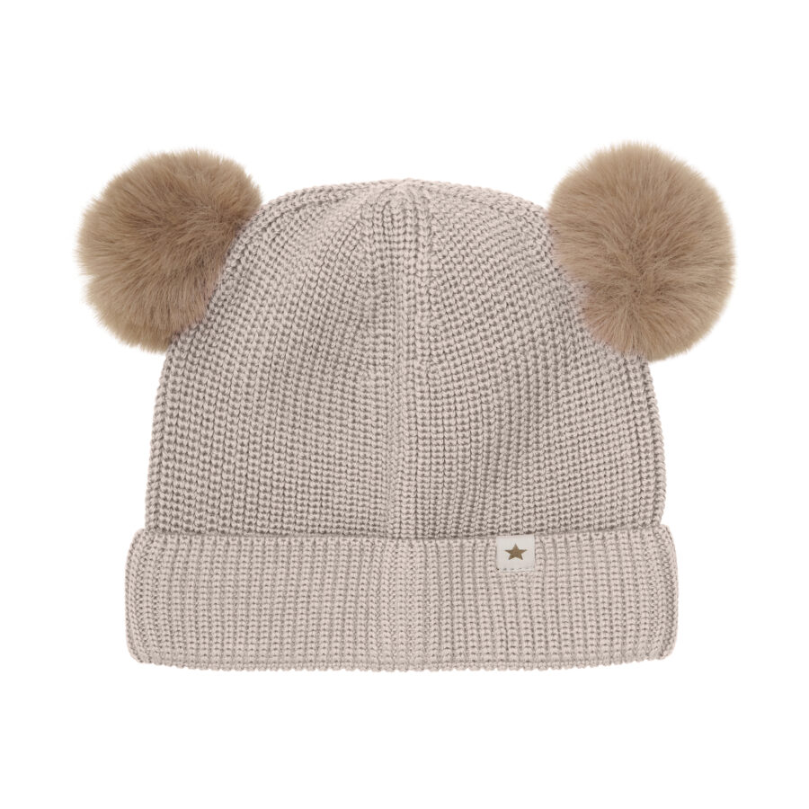 Huttelihut Czapka Merino Pompoms Camel Melange