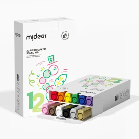 Mideer Markery Akrylowe Z Okrągłą Końcówką (12 kolorów)