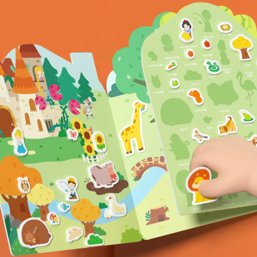 Mideer Zestaw wielorazowych żelowych naklejek –The Busy Animal Town - obrazek 3