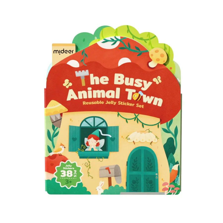 Mideer Zestaw wielorazowych żelowych naklejek –The Busy Animal Town - obrazek 4