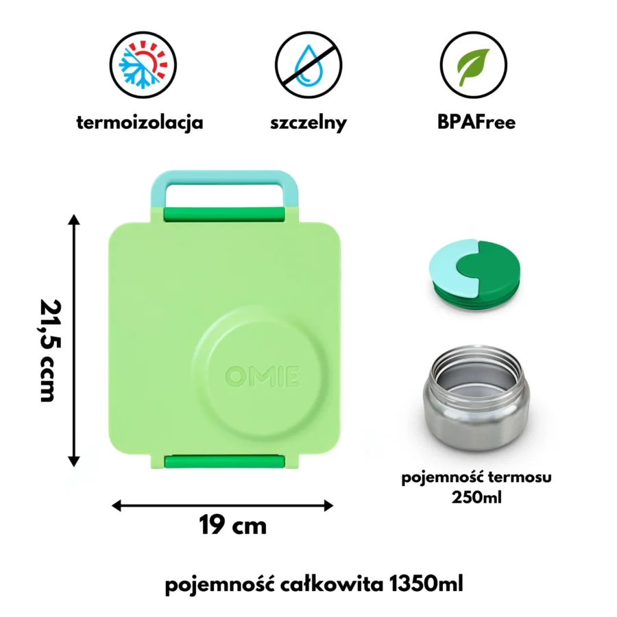 Omie Omiebox Lunch Box Z Termosem, Apple Green - obrazek 7