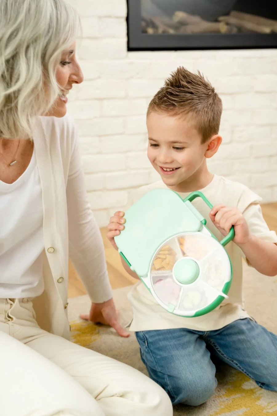 GOBE 2IN1 LUNCHBOX & SNACK SPINNER śniadaniówka dla dzieci, Sage Green - obrazek 5