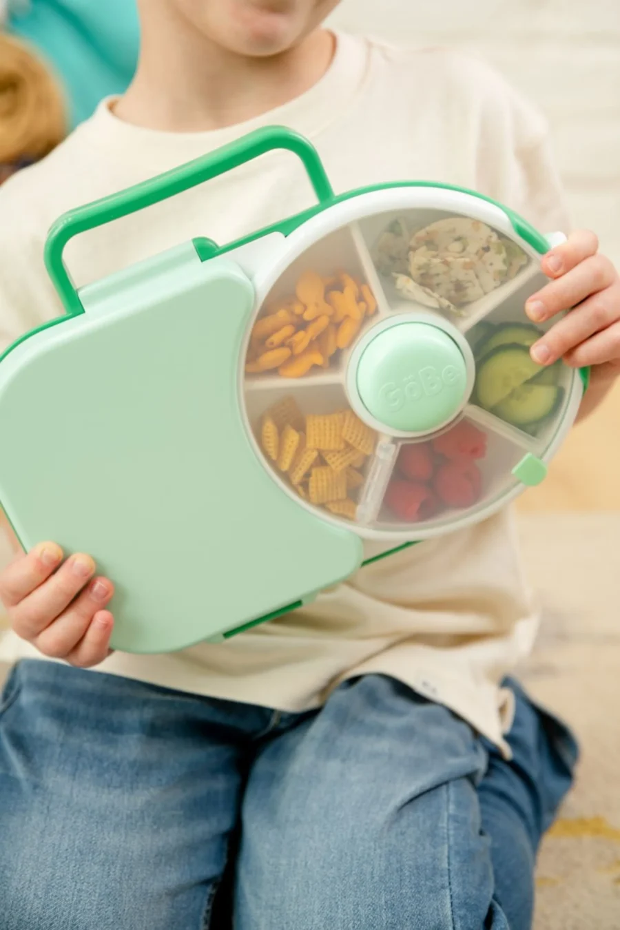 GOBE 2IN1 LUNCHBOX & SNACK SPINNER śniadaniówka dla dzieci, Sage Green - obrazek 6