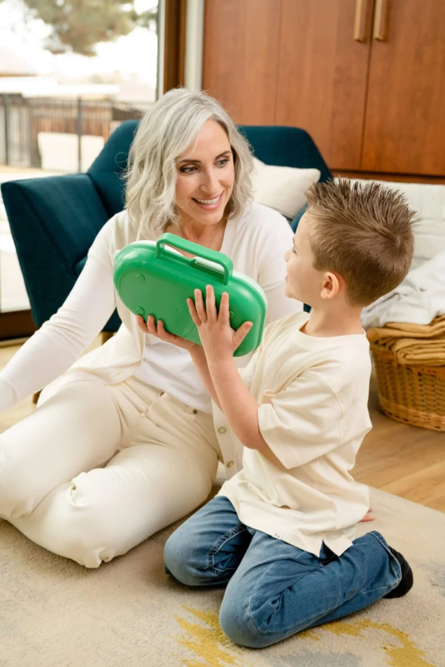 GOBE 2IN1 LUNCHBOX & SNACK SPINNER śniadaniówka dla dzieci, Sage Green - obrazek 7