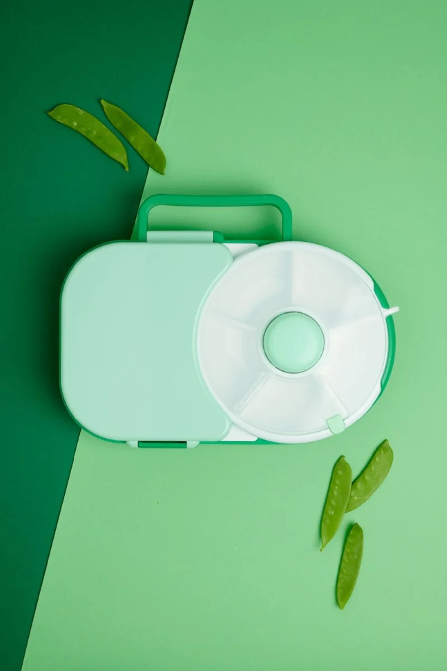 GOBE 2IN1 LUNCHBOX & SNACK SPINNER śniadaniówka dla dzieci, Sage Green - obrazek 2