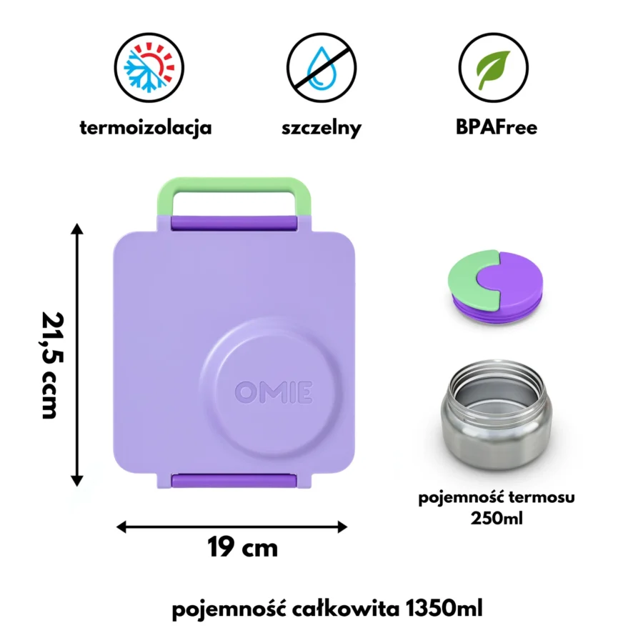 Omie Omiebox Lunch Box Z Termosem, Lilac Purple - obrazek 6