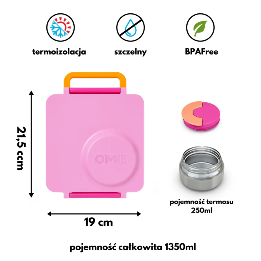 Omie Omiebox Lunch Box Z Termosem, Pixie Pink - obrazek 7