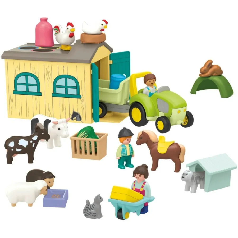 Playmobil JUNIOR: Przygoda na gospodarstwie z traktorem, przyczepą i zwierzętami - obrazek 2