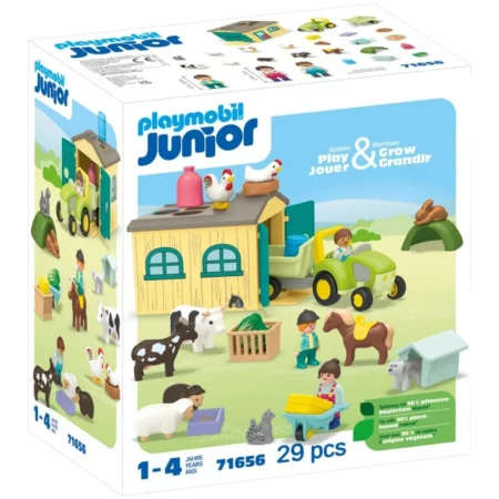 Playmobil JUNIOR: Przygoda na gospodarstwie z traktorem, przyczepą i zwierzętami