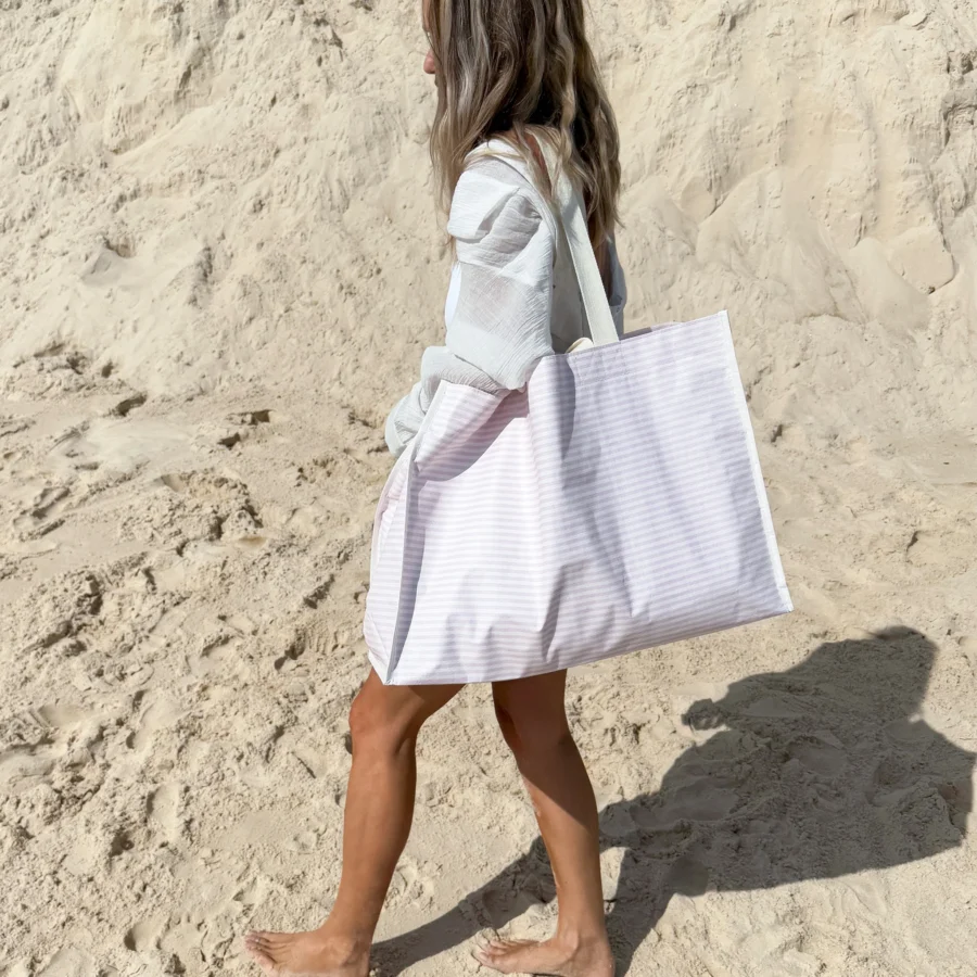 Sunnylife Torba plażowa Carryall Lazy Days Pink Stripe - obrazek 2
