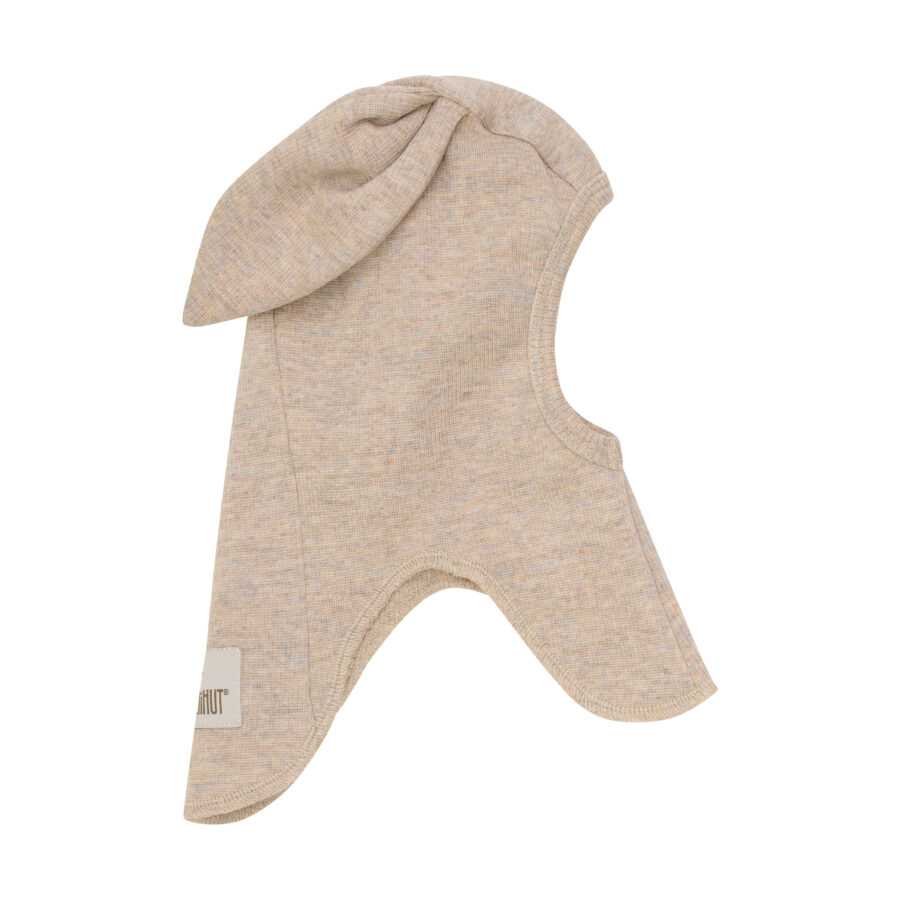 Huttelhut Bawełniana Kominiarka Niemowlęca Ears Wool Rib Camel Melange - obrazek 3