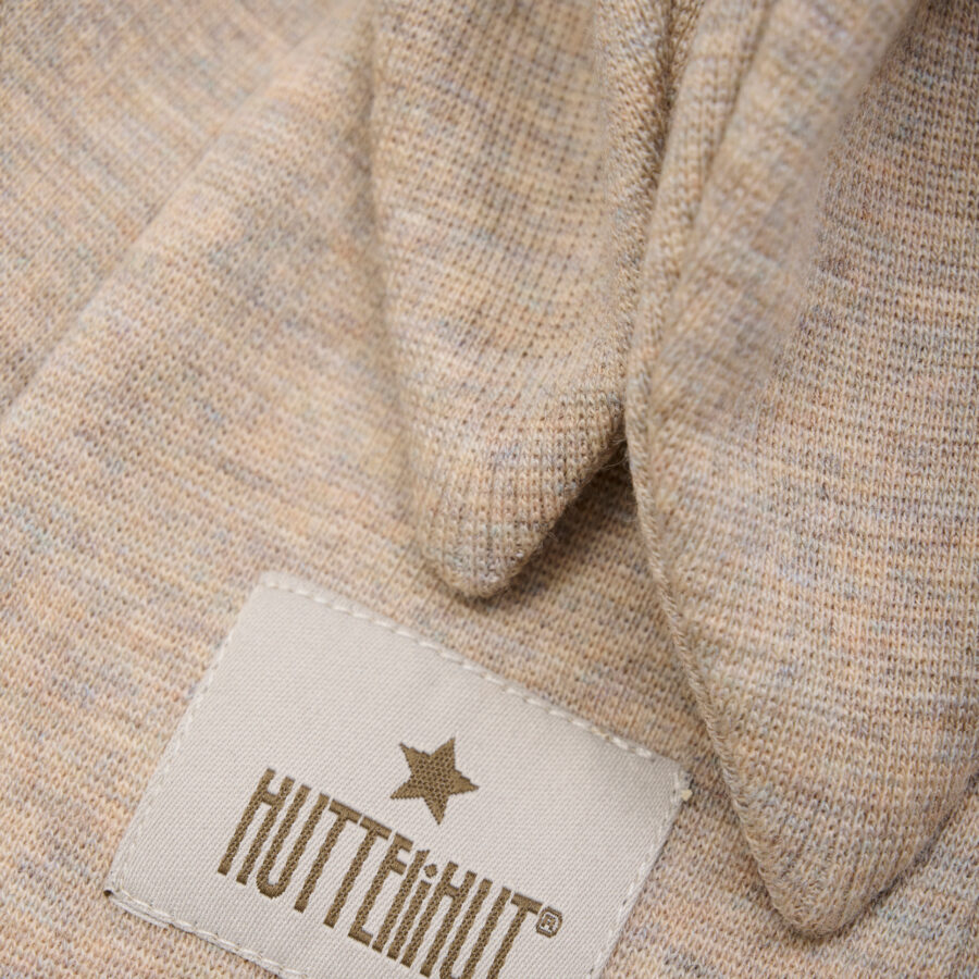 Huttelhut Bawełniana Kominiarka Niemowlęca Ears Wool Rib Camel Melange - obrazek 2