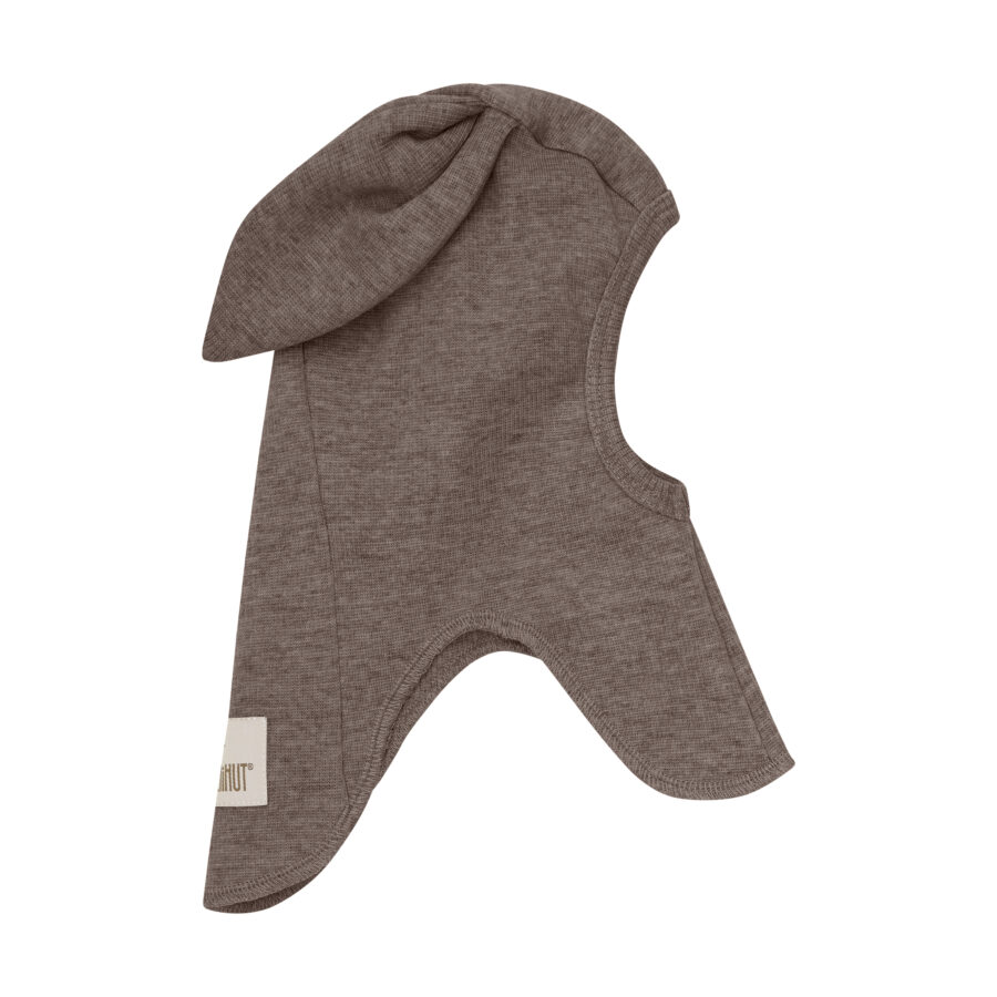 Huttelhut Bawełniana Kominiarka Niemowlęca Ears Wool Rib Brown Melange - obrazek 3