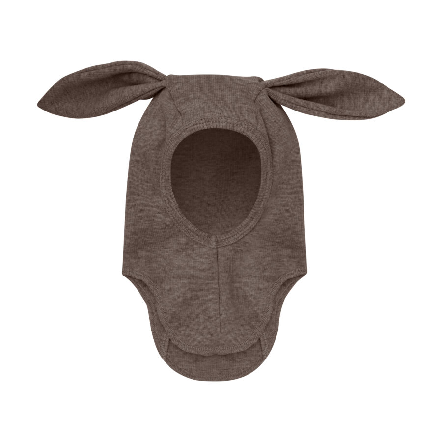 Huttelhut Bawełniana Kominiarka Niemowlęca Ears Wool Rib Brown Melange