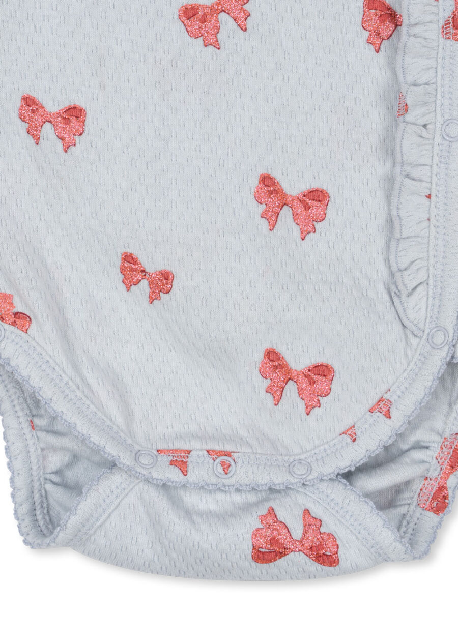 Konges Slojd Body Niemowlęce Newborn Sui Frill Rosia Bluie Bow - obrazek 3