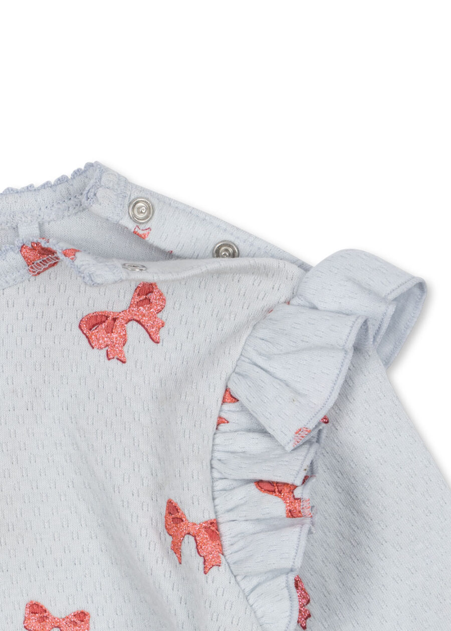 Konges Slojd Body Niemowlęce Sui Frill Gots Rosia Blue Bow - obrazek 5
