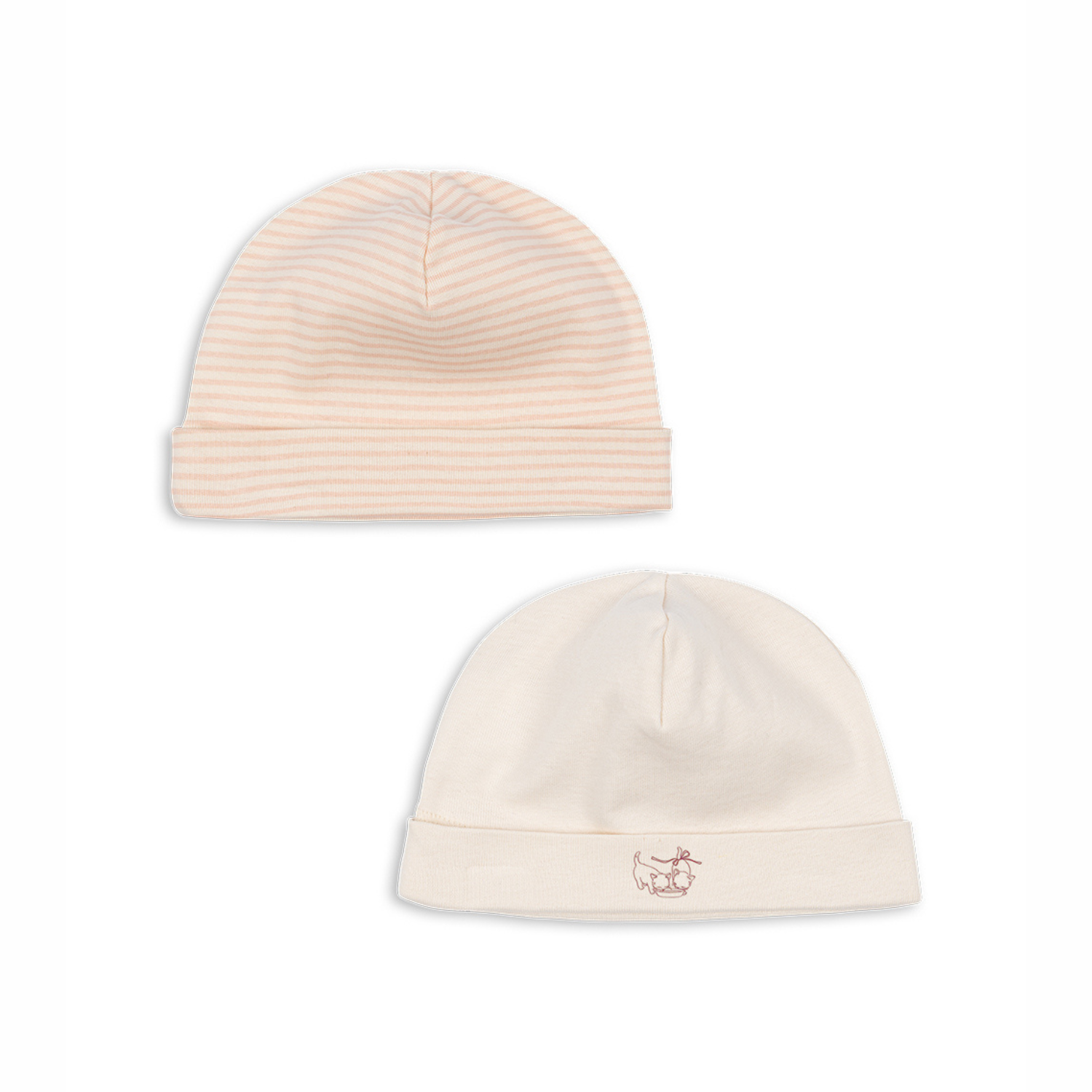 Konges Slojd Fanga 2-Pak Czapeczek Niemowlęcych Fio Stripe Blush Mix