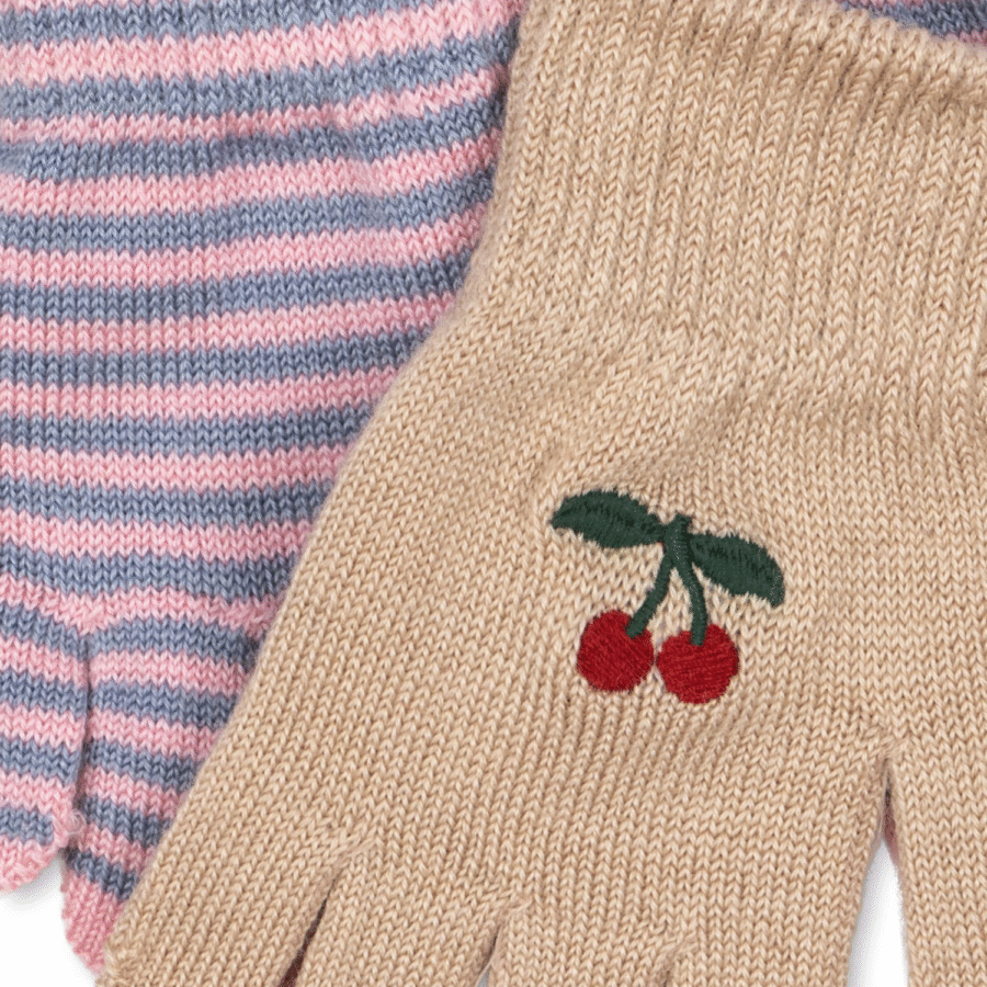 Konges Slojd 2-Pak Rękawiczek Filla Cherry/Stripe - obrazek 2