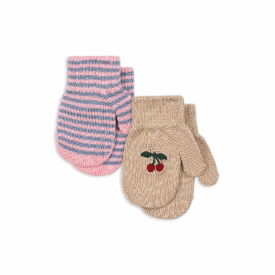 Konges Slojd 2-Pak Rękawiczek Dwupalczastych Cherry/Stripe