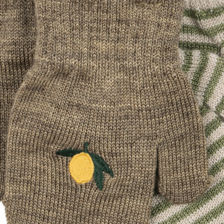 Konges Slojd 2-Pak Rękawiczek Dwupalczastych Lemon/Stripe - obrazek 2