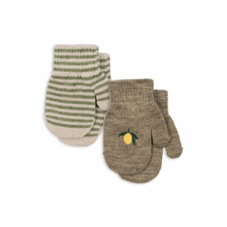 Konges Slojd 2-Pak Rękawiczek Dwupalczastych Lemon/Stripe