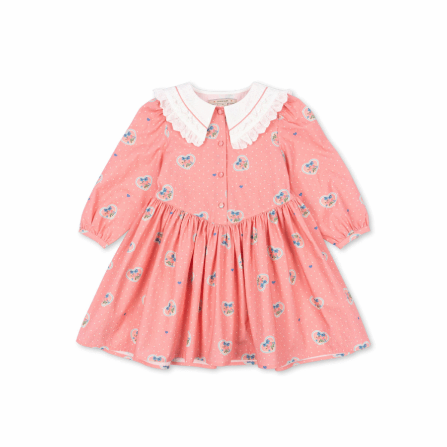 Konges Slojd Sukienka Coeur Collar Cher Coeur Rose