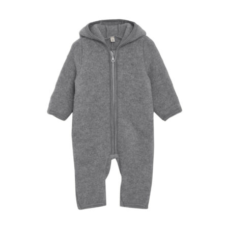 Huttelihut Kombinezon Wełniany Merino Pram Suit Ears Medium Grey Melange