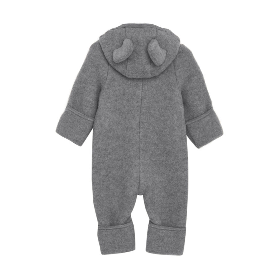 Huttelihut Kombinezon Wełniany Merino Pram Suit Ears Medium Grey Melange - obrazek 2