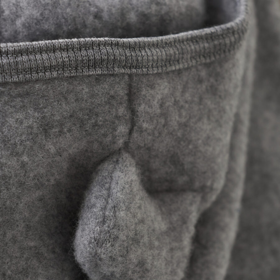 Huttelihut Kombinezon Wełniany Merino Pram Suit Ears Medium Grey Melange - obrazek 3