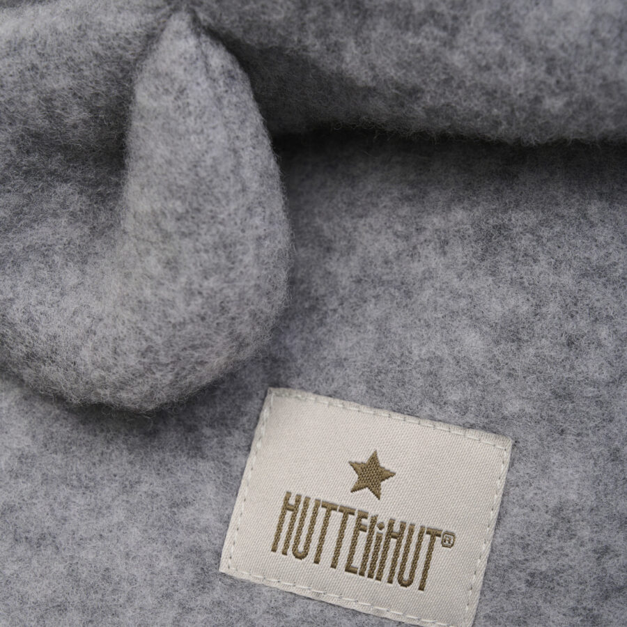 Huttelihut Kominiarka Ears Wool Fleece Merino Medium Grey Melange - obrazek 3