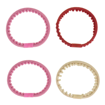 KKNEKKI Zestaw 4 sztuk Gumek Do Włosów Thin Hair Styles 6 Pink Red Beige
