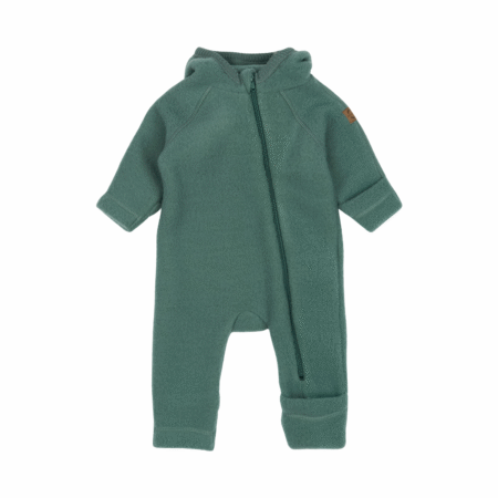 Mikk-Line Kombinezon Wełniany Merino Baby Z Kapturem Ears Balsam Green