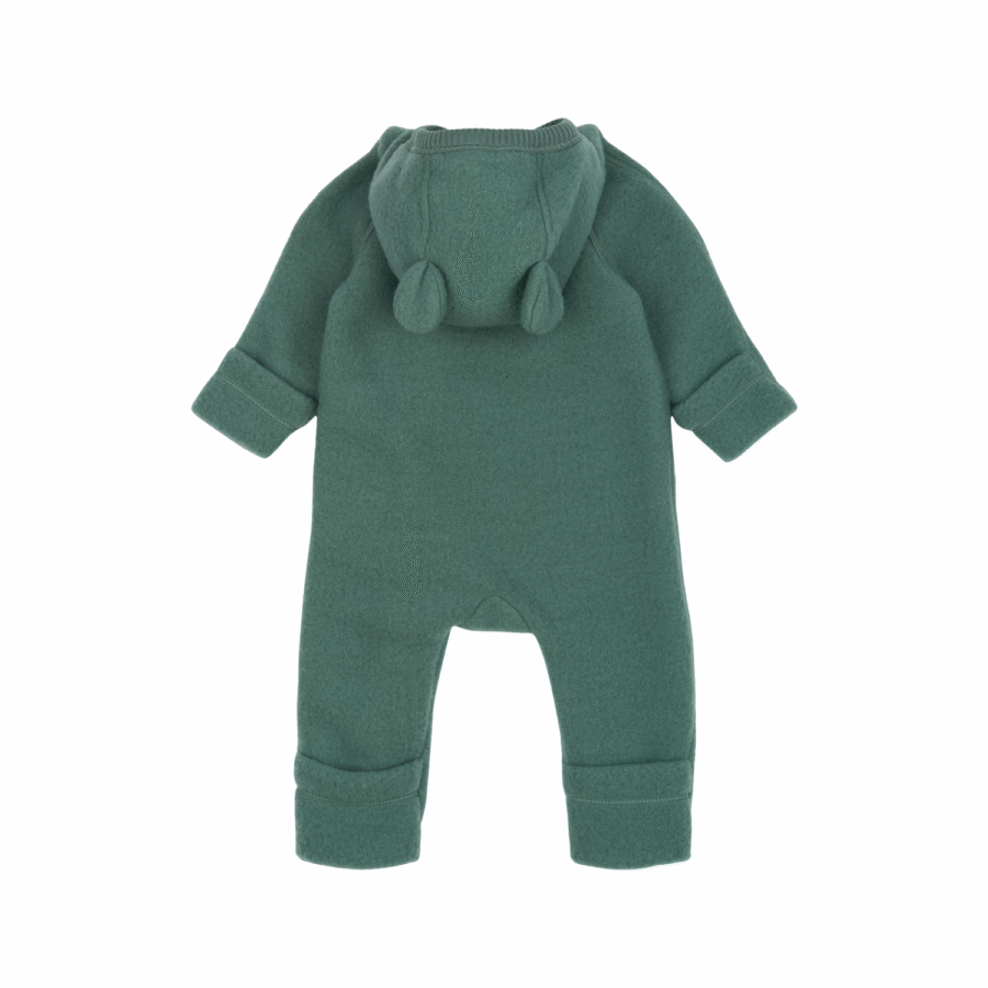 Mikk-Line Kombinezon Wełniany Merino Baby Z Kapturem Ears Balsam Green - obrazek 2